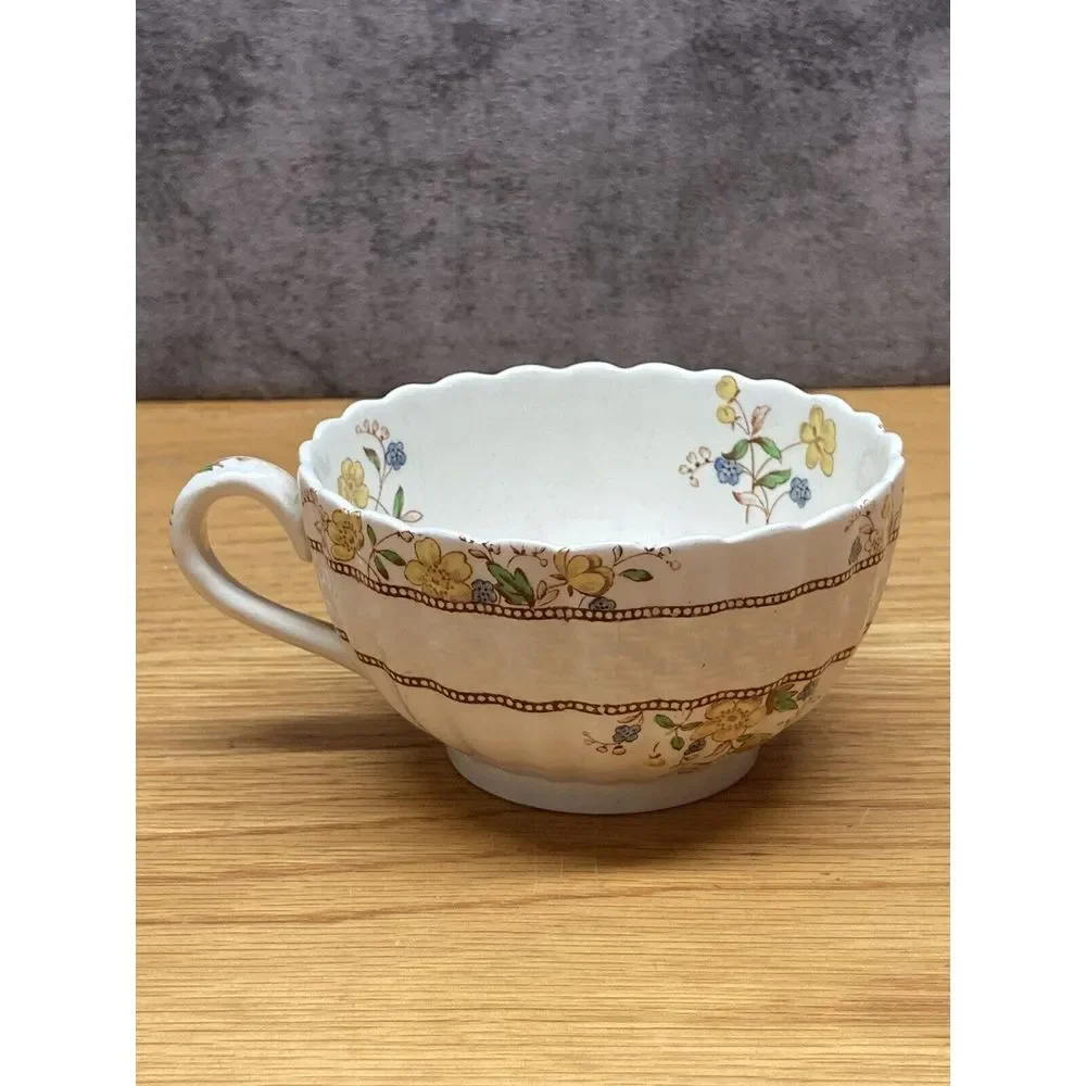 Vintage Flat Cup, Spode China Stoneware, Buttercup‎ Pattern, Old Stamp